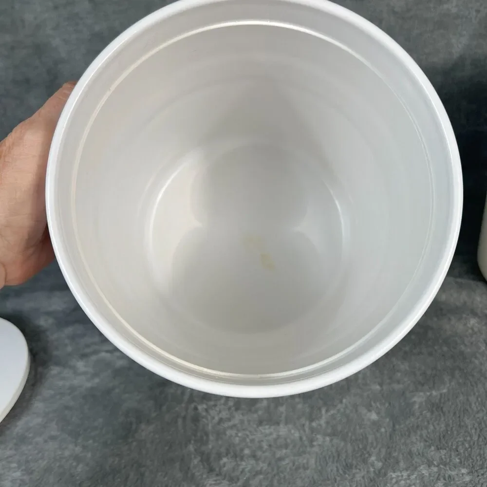 Vintage Heller Sergio Asti Ice Bucket White Mid Century Modern 1970s WITH LINER
